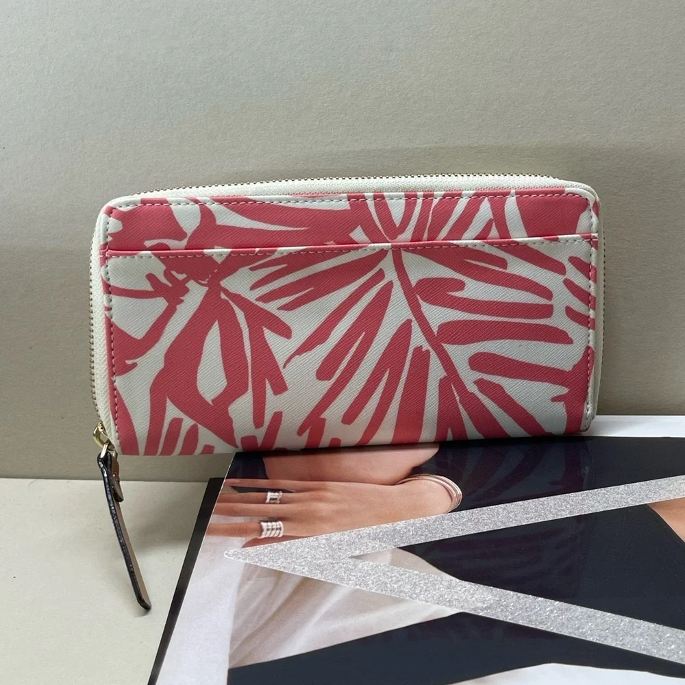 (new+tag) Kate Spade neda wallet brightwater drive blush pink feather leaves